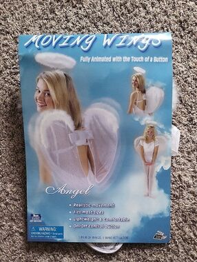 Angel White Feathered Costume Wings with Movement